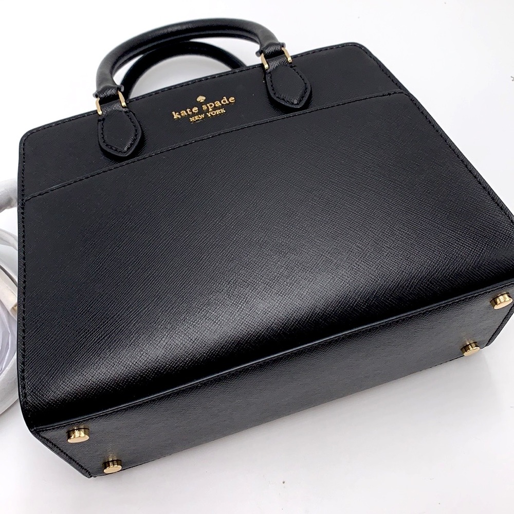 KATE SPADE Madison Saffiano Leather Small Satchel BLACK COLOR - Picture 6 of 14